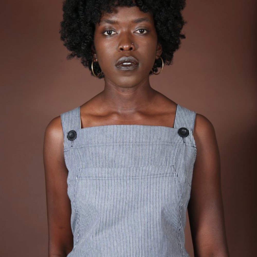 Nooworks Blue and White Pinstripe Jumpsuit